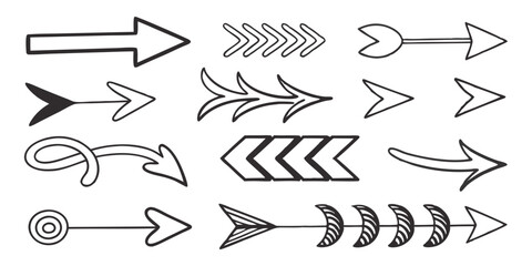 Creative Doodle Arrow Collection – Curves, Spirals, and Zigzag Vectors