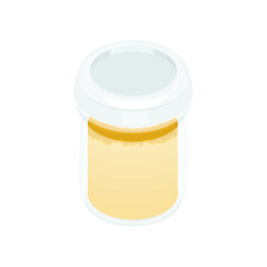 イラスト素材：瓶入りのマンゴープリン。蓋付き。