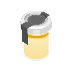 イラスト素材：瓶入りのマンゴープリン。蓋付き。