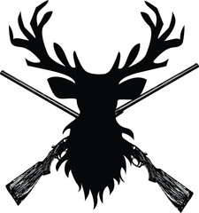 Vector logo illustration deer hunt isolated in a white background 