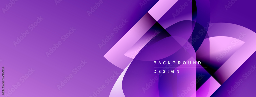 Fototapete Purple abstract background. Fluid shapes overlap creating dynamic visual effect. Modern design elements present.