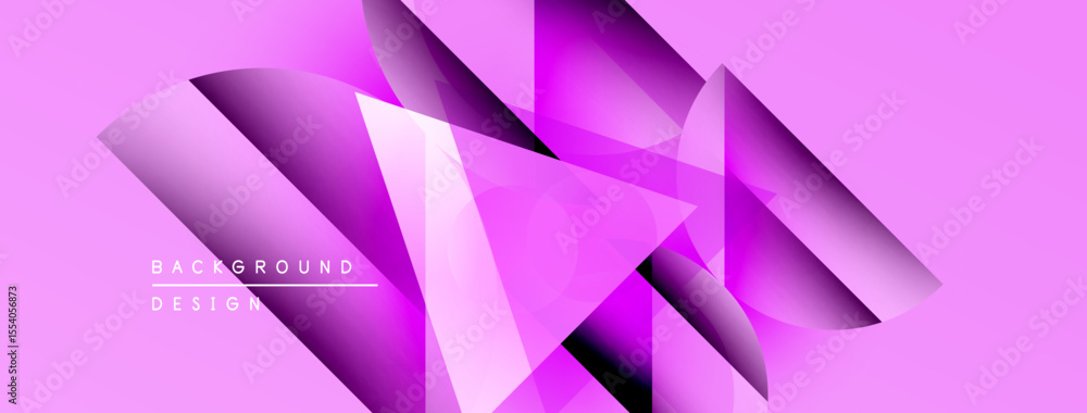 Fototapete Abstract pink design features layered geometric shapes. Gradient colors create dynamic visual effect. Modern background suitable for various projects.