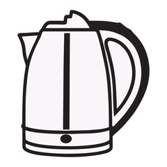 Silhouette image of a teapot on a white background