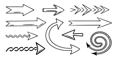 Doodle Arrow Icons – Hand-Drawn Vector Collection for Presentations and Design