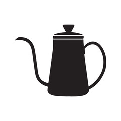Silhouette image of a teapot on a white background