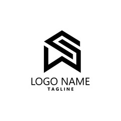 initial SW logo design vector