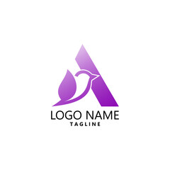 letter A bird logo design vector