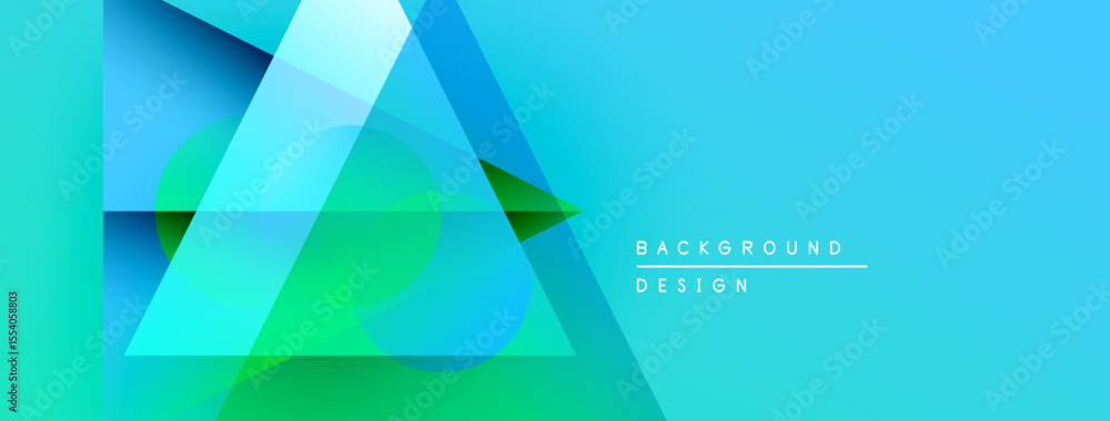 Aufkleber abstract geometric shapes overlap, creating vibrant blue, green gradient. modern design suggests tec