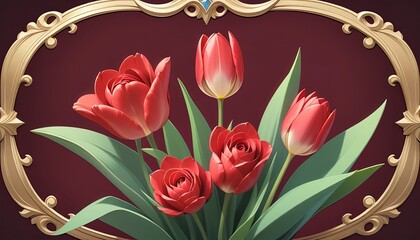 Decorative floral arrangement in a gilded frame.