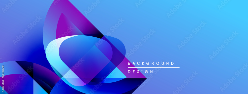 Poster abstract flowing shapes, vibrant blues, purples create dynamic background. modern design elements su