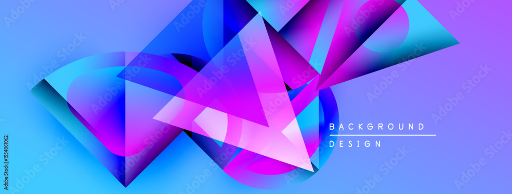 Poster Abstract geometric shapes overlap. Vibrant blues, purples, pinks create dynamic visual effect. Modern design element for backgrounds.