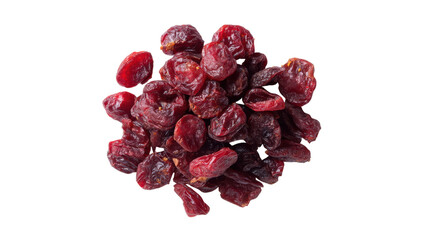 Heap of dried cranberries isolated on transparent background