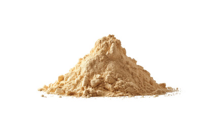 A pile of light brown powder isolated on transparent background
