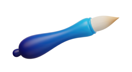 Blue Paintbrush with White Tip Isolated on White Background