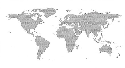Fototapeta premium Dotted world map isolated on white background for geographical representations, presentations, and educational purposes.
