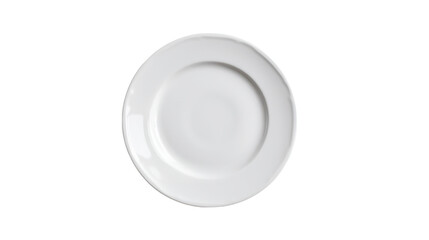 A clean white ceramic dinner plate isolated on a transparent background isolated on transparent background