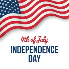 Naklejka premium Waving American Flag With 4th Of July Independence Day Text On White Background For Patriotic Celebration Holiday And National Pride Design
