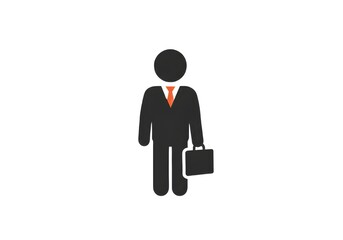 Illustration of a businessman in a suit with an orange tie holding a briefcase on a white background