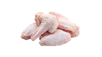 Pile of raw chicken wings isolated on transparent background