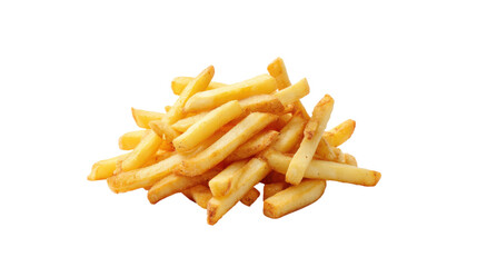 Golden brown french fries piled high isolated on transparent background
