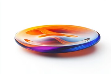Naklejka premium 3D Decorative glass plate isolated on white background for serving or display.