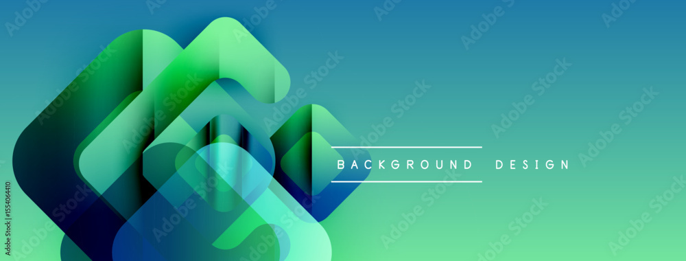 Aufkleber Abstract geometric shapes overlap, creating vibrant bluegreen gradient. Modern design element for backgrounds, presentations.