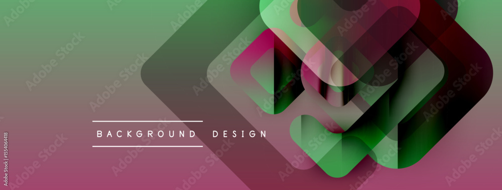 Aufkleber Abstract geometric shapes overlap, creating vibrant color gradients. Text reads background design below layered forms. Modern visual composition.