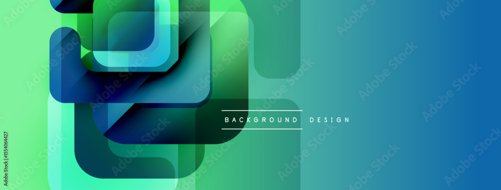 Aufkleber Abstract geometric shapes overlap. Gradient colors blend from green to blue. Modern design element for backgrounds, banners.
