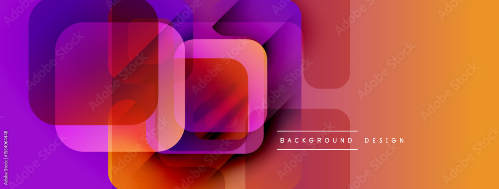Aufkleber abstract geometric shapes overlap, creating vibrant purple, orange gradient. modern design element f