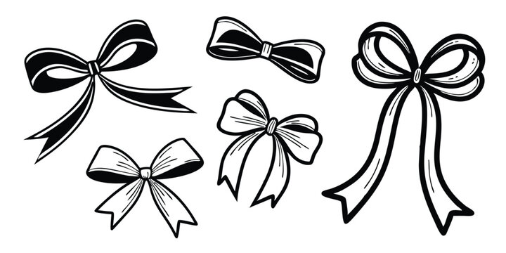 Minimal Ribbon Bow Icons &ndash; Decorative Silhouettes for Gift Packaging & Style