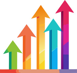 Colourful gradient arrows illustration for a growth seminar with white background.