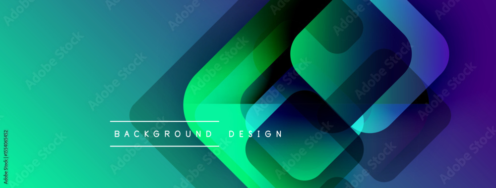 Aufkleber Abstract geometric shapes overlap, creating vibrant gradient effect. Modern design suitable for backgrounds, presentations. Colors transition smoothly.