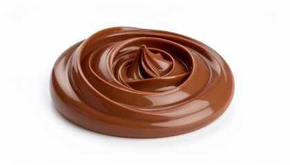 Round Swirl Of Chocolate Spread On White Background
