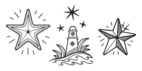 Celestial Star Icons – Sparkles and Light Effects in Minimal Vector Style