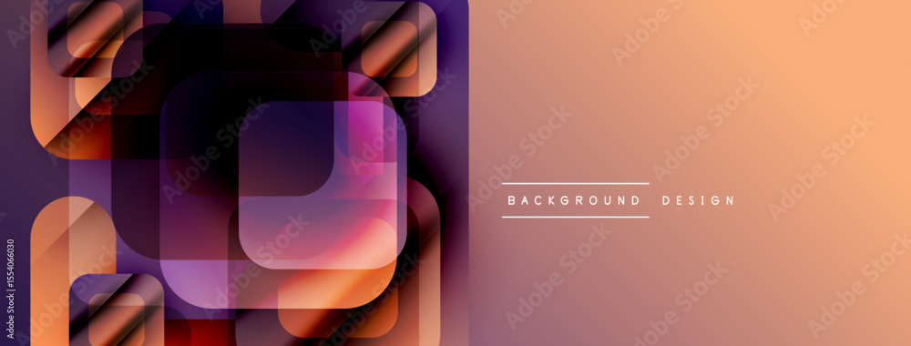 Aufkleber Abstract geometric shapes overlap, creating vibrant color gradients. Warm tones dominate right side, cool shades left. Modern design element.