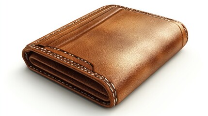 Elegant brown leather wallet showcases detailed stitching and rich texture