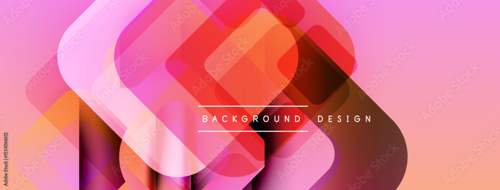Poster Abstract geometric pattern. Overlapping squares create vibrant gradient effect. Pink, orange hues dominate composition. Modern design element.