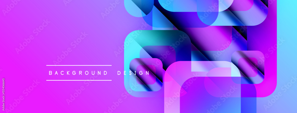Aufkleber Vibrant abstract background. Overlapping shapes create dynamic visual effect. Gradient colors, purple, blue hues dominate composition. Modern design element.