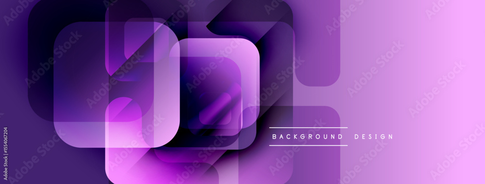 Aufkleber Abstract purple background. Overlapping squares create modern, dynamic visual effect. Gradient shades add depth, texture.