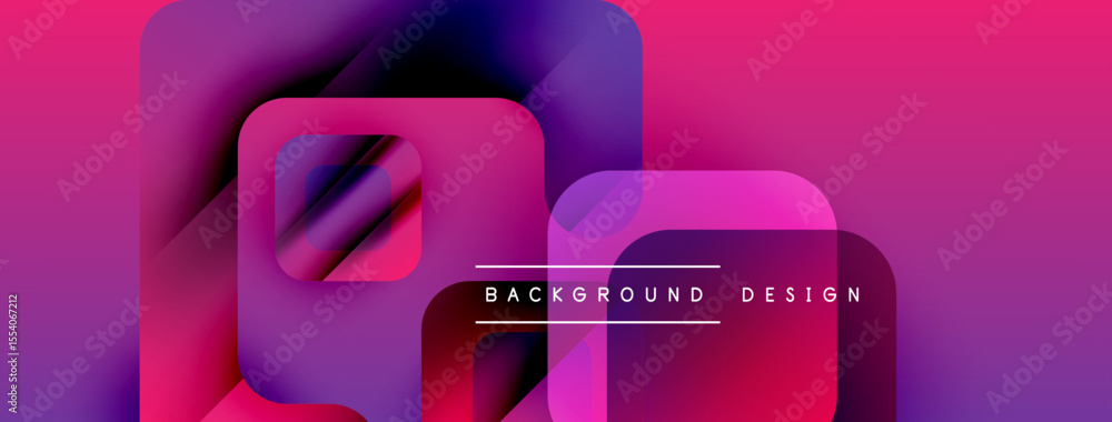 Aufkleber abstract geometric shapes overlap. vibrant pinks, purples create modern banner design. text reads ba