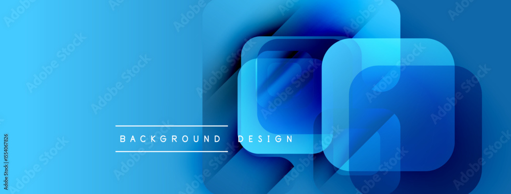 Aufkleber Abstract blue design features overlapping squares, gradients, smooth transitions. Modern background suitable for digital projects.