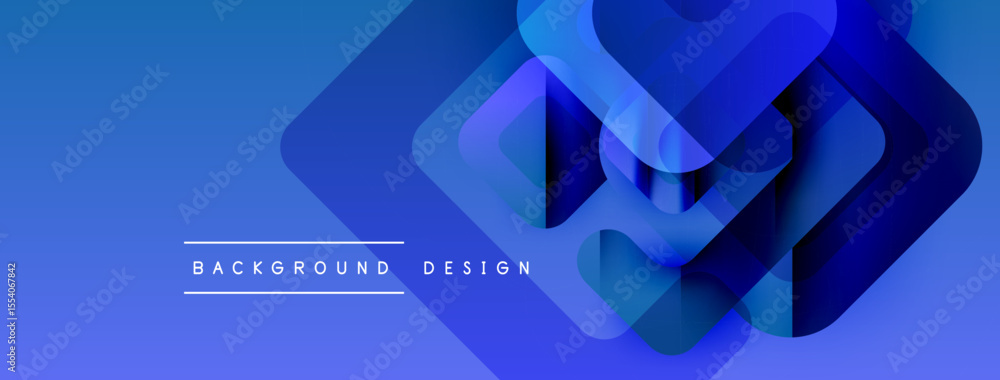 Poster Abstract geometric shapes overlap, creating dynamic blue gradient background. Text reads background design. Modern, clean aesthetic.