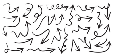 Hand drawn Arrows icons Set. arrow icon with various directions.