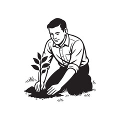 man planting tree