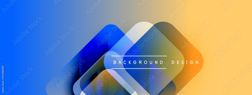 Aufkleber Abstract gradient shapes overlap. Blue transitions to orange. Modern design elements create dynamic visual texture.