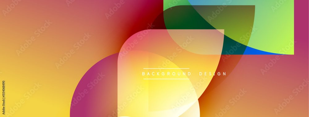 Aufkleber Abstract colorful shapes overlap. Gradient hues blend, creating dynamic visual effect. Modern design element for backgrounds.