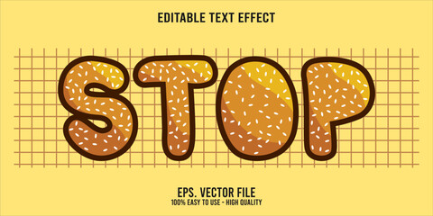Editable text effect STOP word art typography illustration template style premium vector