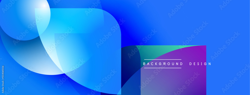 Aufkleber Abstract blue gradient shapes overlap. Vibrant colors blend, creating dynamic visual effect. Text reads background design.