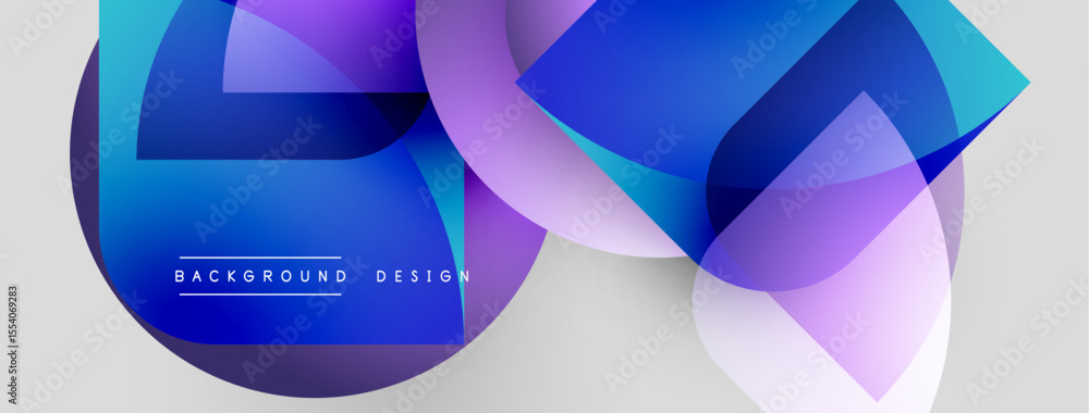 Aufkleber abstract shapes overlap, creating vibrant blue, purple gradients. modern design elements suggest flu