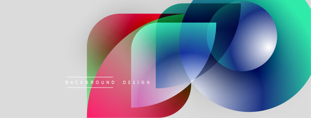 Abstract colorful shapes overlap. Gradient hues create dynamic visual effect. Modern design element for backgrounds, presentations.